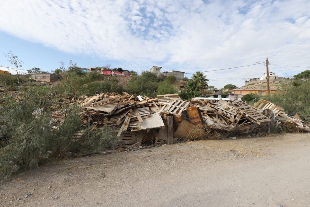 RETIRAN TARIMAS ACUMULADAS EN EL BORDE DEL RÍO&nbsp;BRAVO