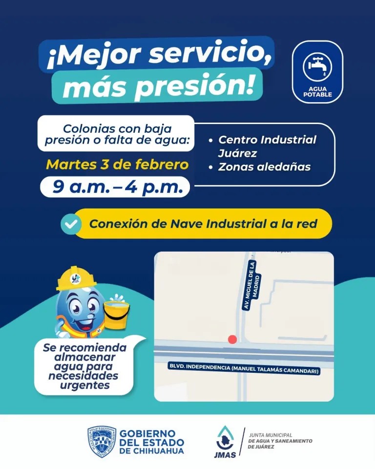 A JMAS ANUNCIA CORTE DE SERVICIO POR TRABAJOS EN LA RED