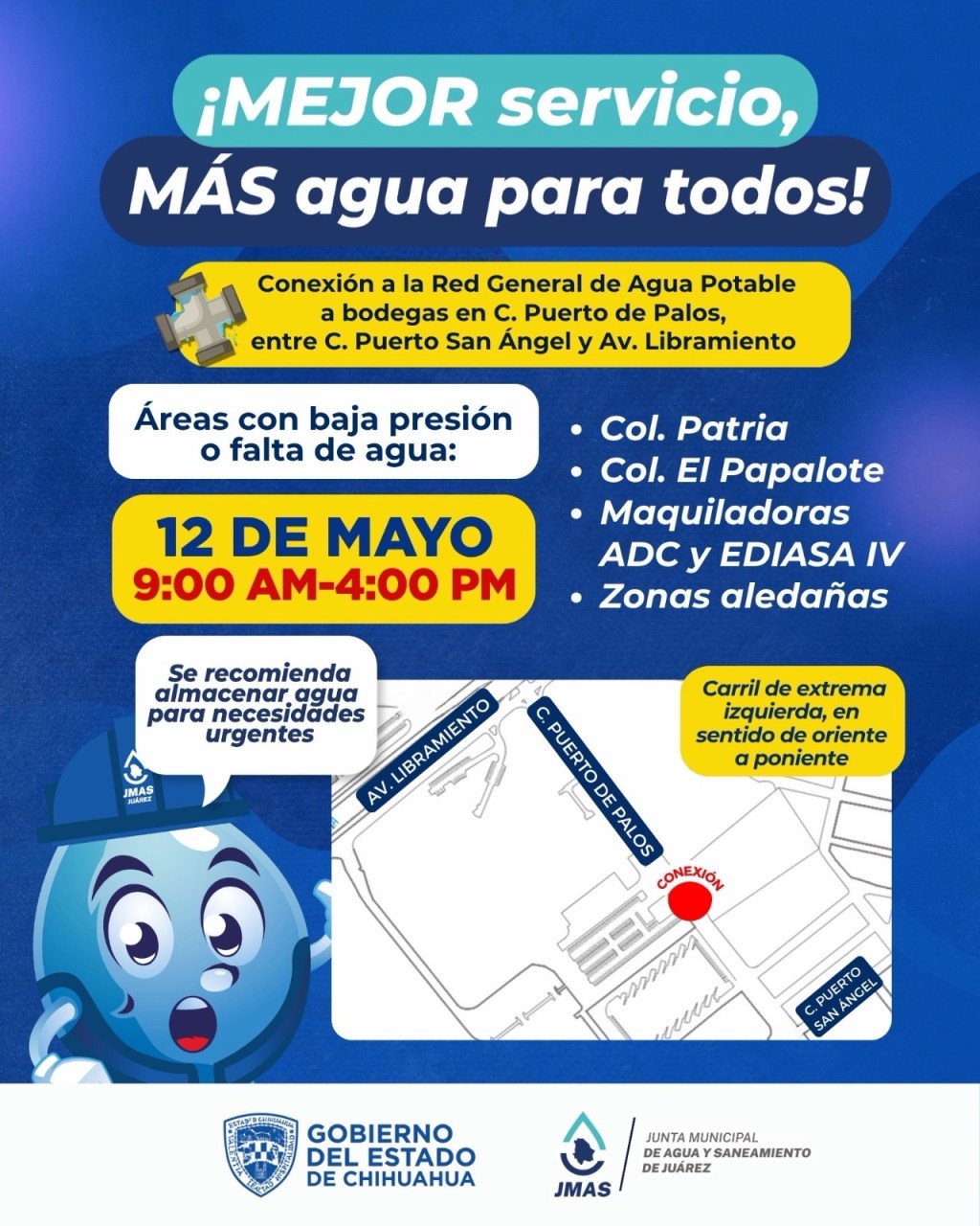 ALISTE LAS CUBETAS, JMAS HARÁ CORTE DE AGUA POR TRABAJOS EN PUERTO DE&nbsp;PALOS