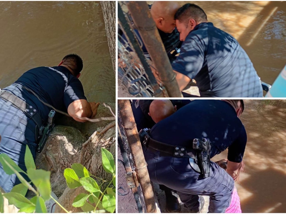 ¡HÉROES AL RESCATE! POLICÍAS SALVAN A PERRITO EN&nbsp;CANAL